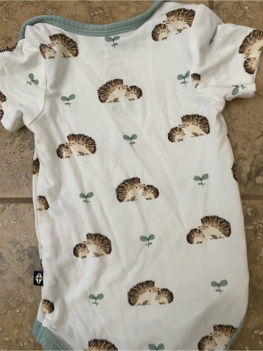 Kyte Baby 0-3m Bamboo Rayon Prickle Hedgehog Print Sage Snap Baby Bodysuit